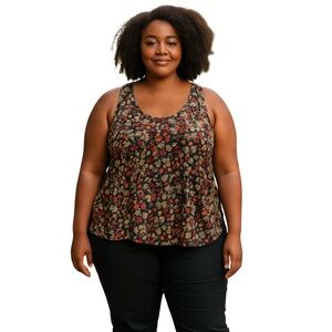 Avenue Brown and Orange Fitted Tank Top